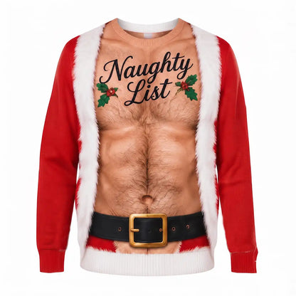 Hairy Chest Christmas Sweatshirt – Funny Ugly Christmas Santa 3D All Over Print Design