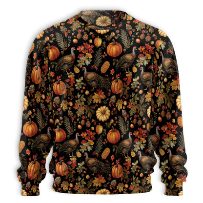 Thanksgiving Turkey Pumpkin Unisex Sweatshirt – Colorful Graphic 3D All Over Print Design