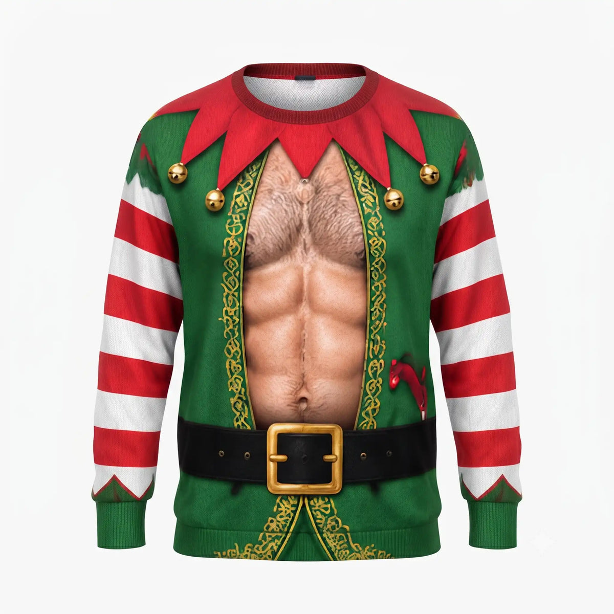 Hairy Chest Elf Sweatshirt – Funny Christmas Elf Costume 3D All Over Print Design