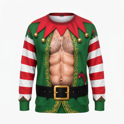 Hairy Chest Elf Sweatshirt – Funny Christmas Elf Costume 3D All Over Print Design