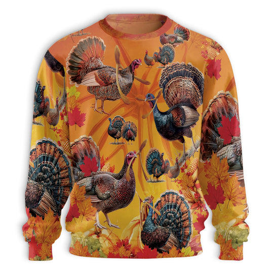 Thanksgiving Turkey Wishbone Unisex Sweatshirt – Colorful Graphic 3D All Over Print Design