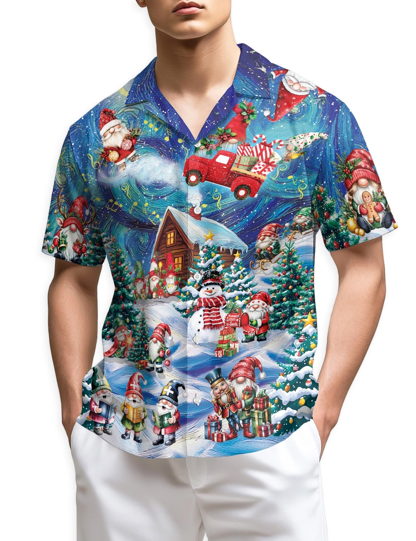 Christmas Gnome Hawaiian Shirt for Men, Button Down Aloha Shirt - Azhawaiian