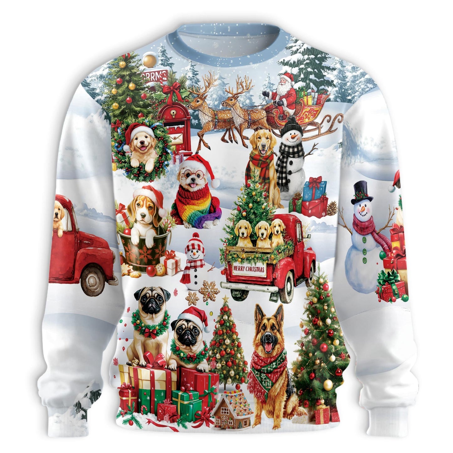 Funny Christmas Dogs in Snow Sweatshirt – Christmas 3D All Over Print Design