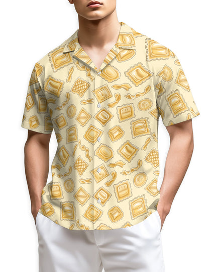 Vintage Italian Pasta Hawaiian Shirt for Men, Button Down Aloha Shirt - Azhawaiian