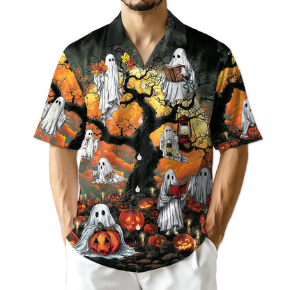 Ghost Halloween Hawaiian Shirt for Men, Button Down Aloha Shirt - Azhawaiian