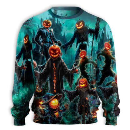 Halloween Pumpkin Scarecrow Sweatshirt – Colorful Graphic 3D All Over Print Design