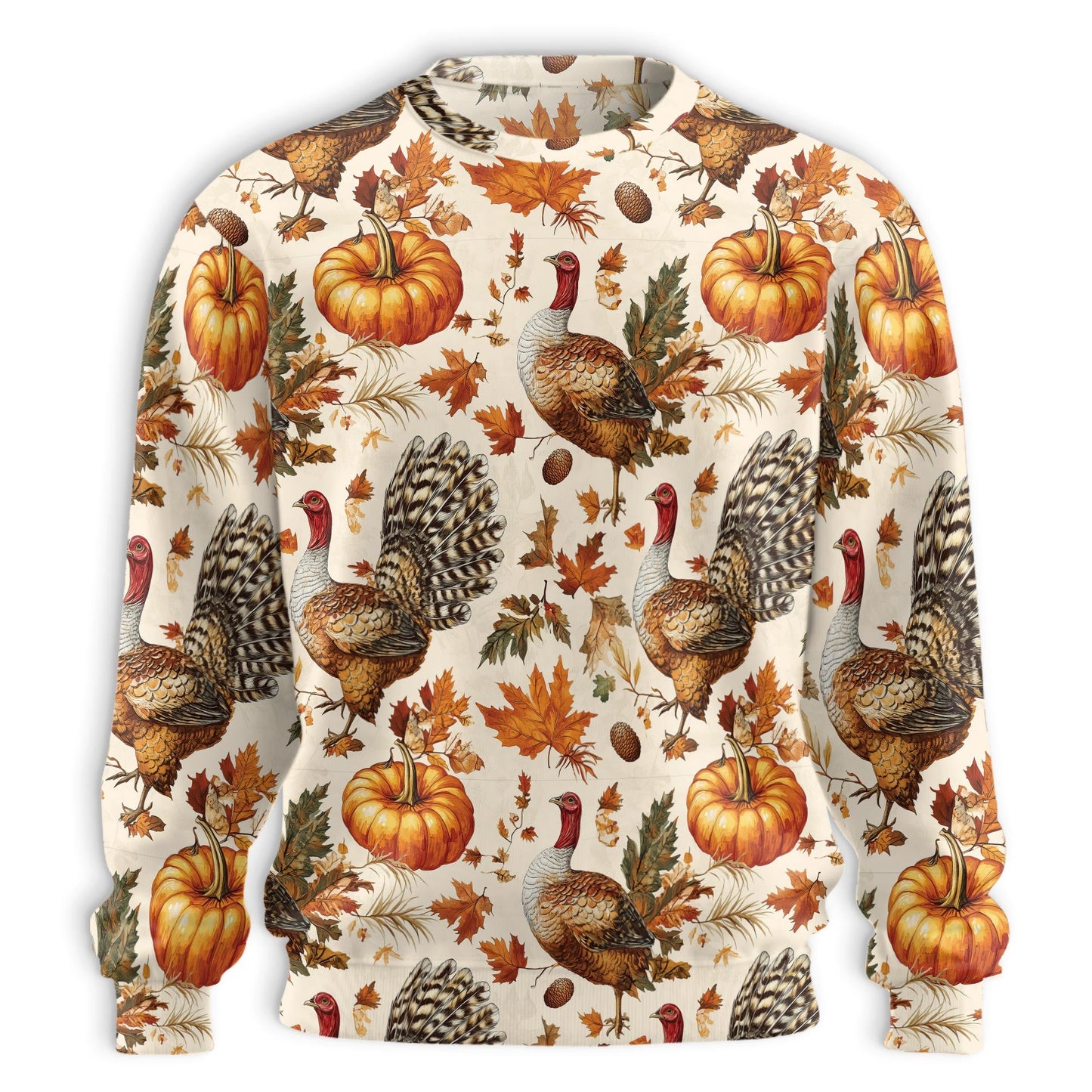 Thanksgiving Turkey Sweatshirt – Vintage 3D All Over Print Design