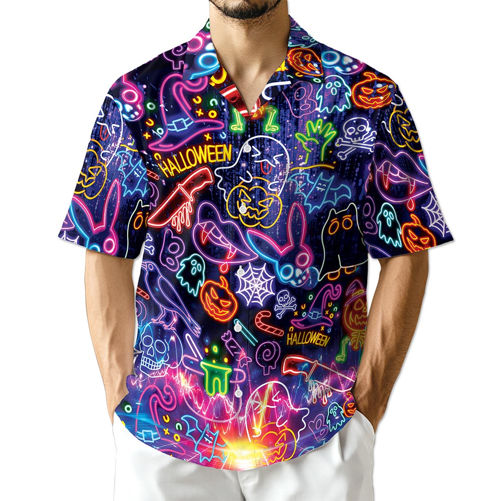 Neon Hawaiian Shirt for Men, Button Down Aloha Shirt - Azhawaiian