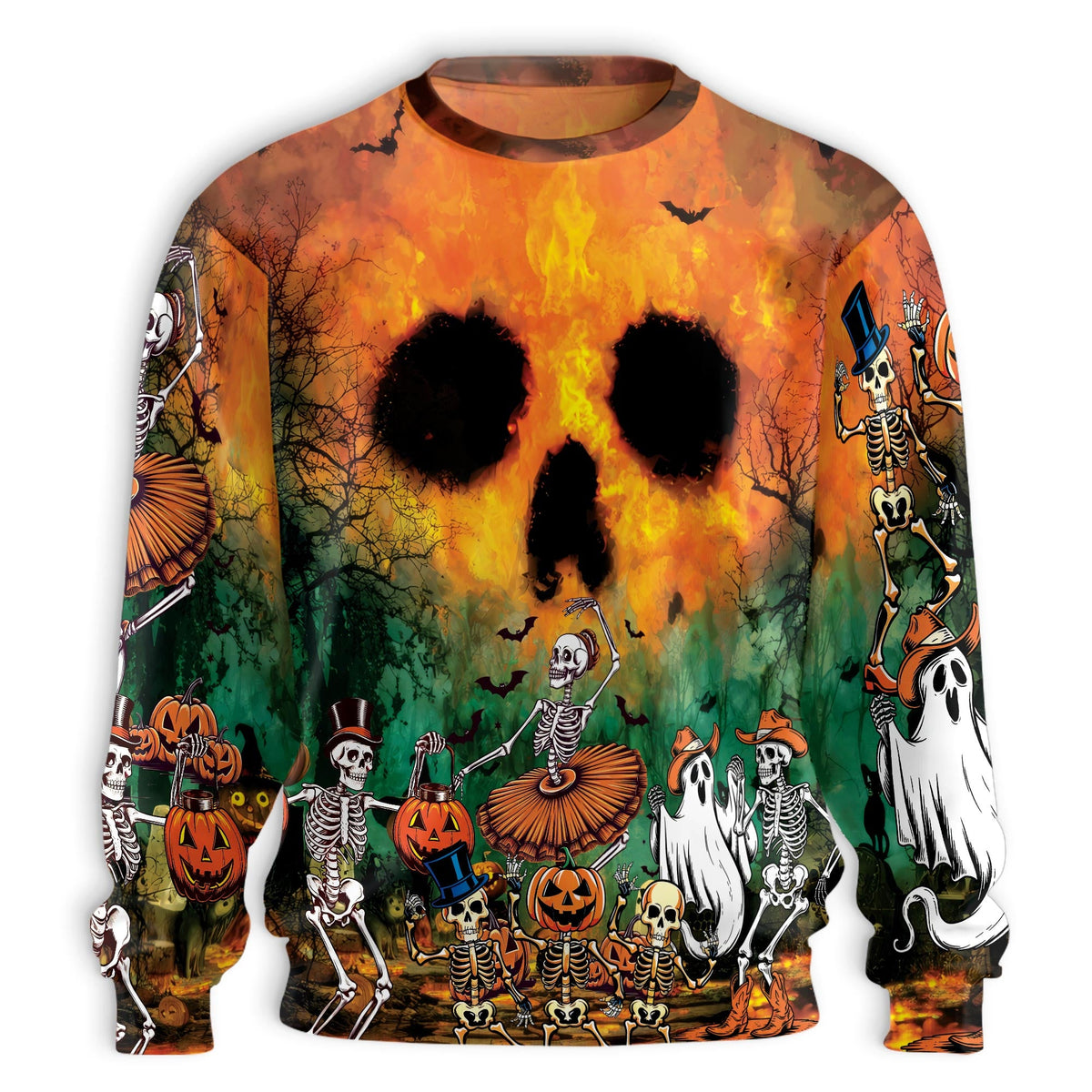 Halloween Skeleton Party Unisex Sweatshirt – Colorful Graphic 3D All Over Print Design