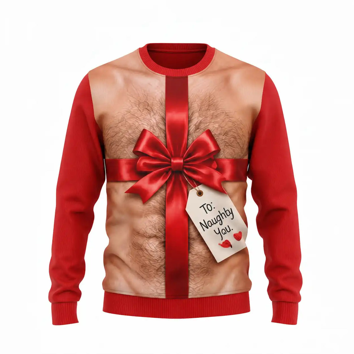 Hairy Chest Christmas Gift Sweatshirt – Funny Naughty Santa Graphic 3D All Over Print Design