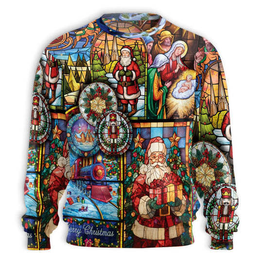 Christmas Stained Glass Sweatshirt – Christmas 3D All Over Print Design