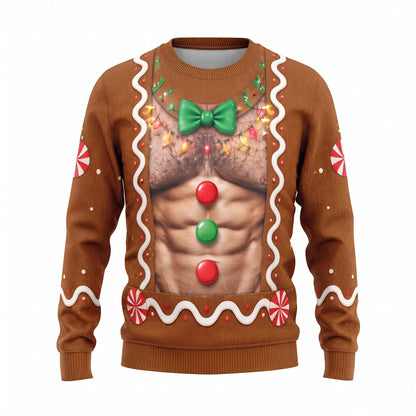 Hairy Chest Gingerbread Sweatshirt – Funny Christmas Candy Graphic 3D All Over Print Design