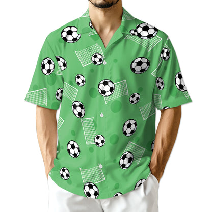 Soccer Ball Print Hawaiian Shirt for Men, Button Down Aloha Shirt - Azhawaiian