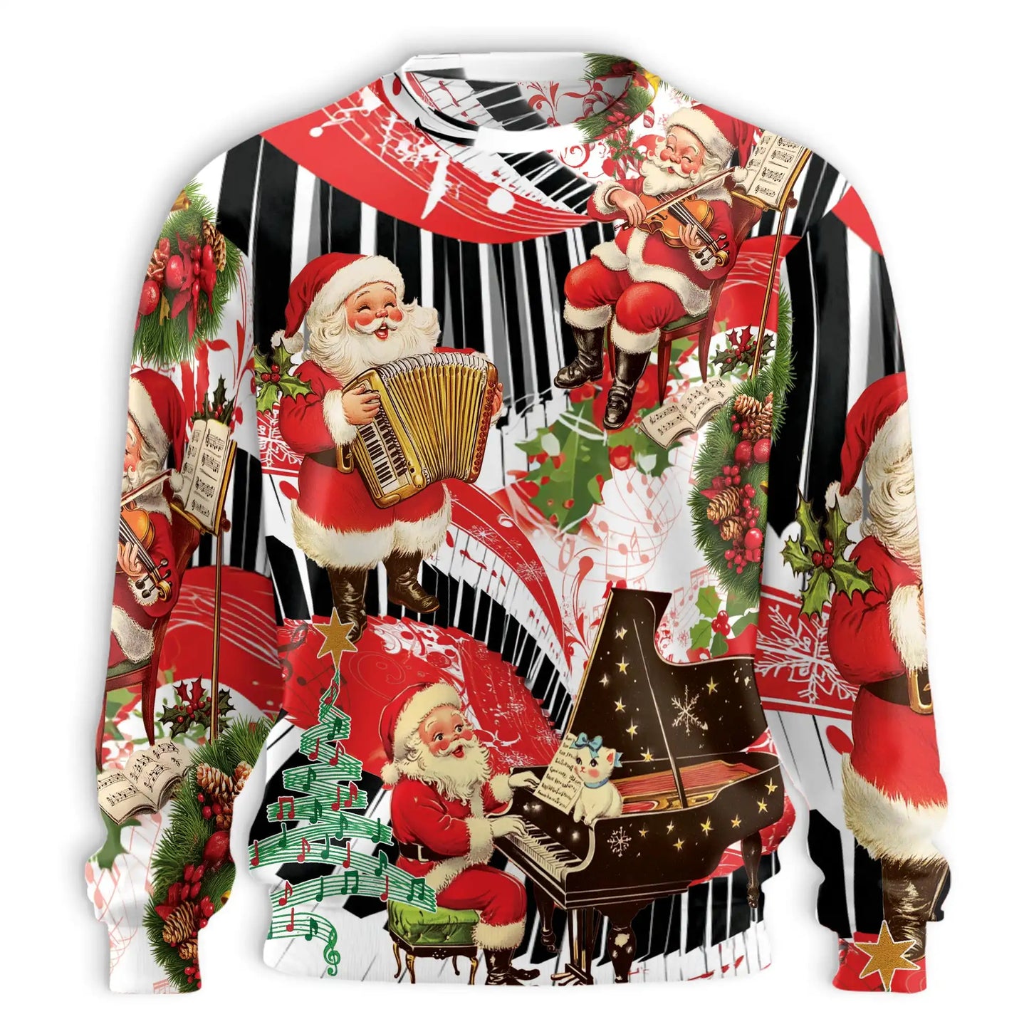 Musical Santa Christmas Sweatshirt – Christmas 3D All Over Print Design