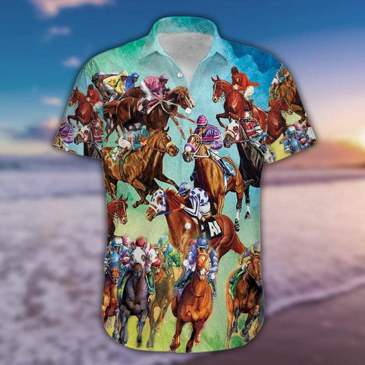 Amazing Secretariat Horse Race Unisex Hawaiian Aloha Shirts