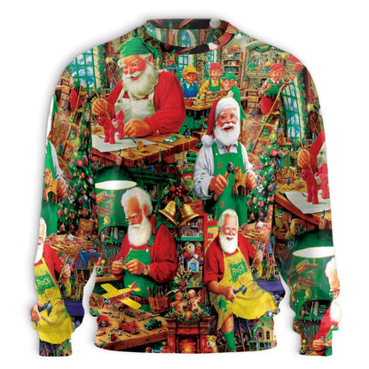 Vintage Santa Claus Factory Sweatshirt – Christmas Vintage 3D All Over Print Design