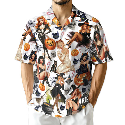 Pinup Girls Hawaiian Shirt for Men, Button Down Aloha Shirt - Azhawaiian