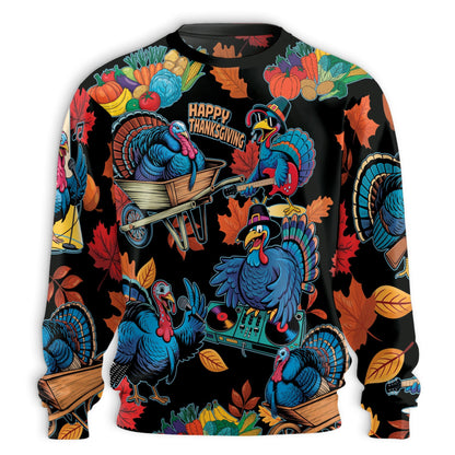 Thanksgiving Turkey Music Sweatshirt – Colorful Graphic 3D All Over Print Design