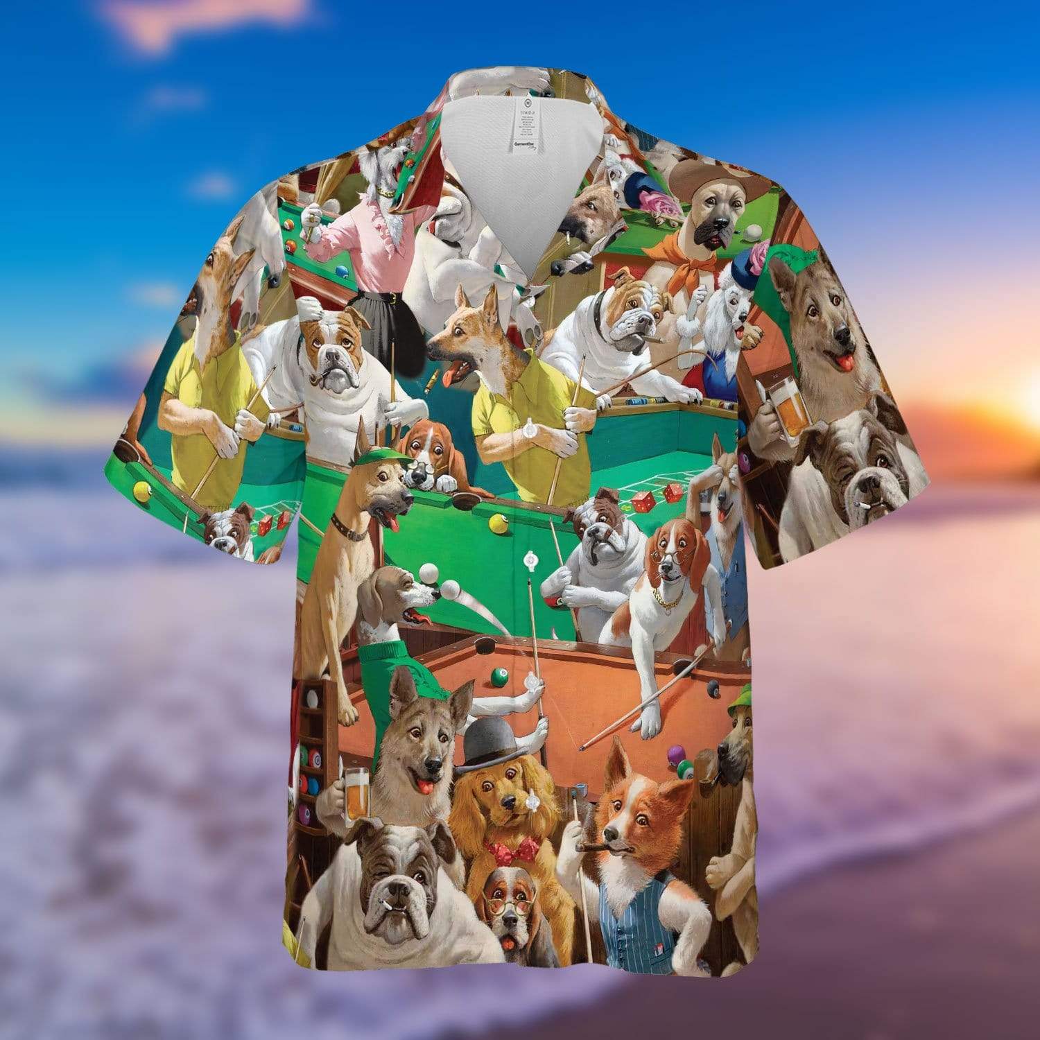 Cute Dog Play Billard Unisex Hawaiian Shirts #290621Xh