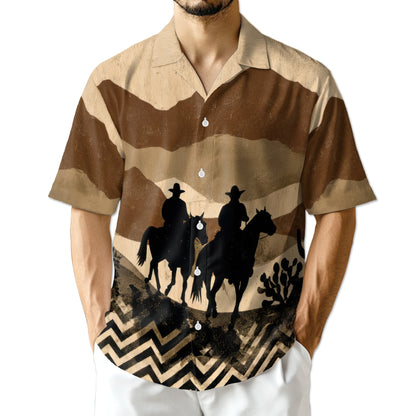 Cowboys on Horseback Hawaiian Shirt for Men, Button Down Aloha Shirt - Azhawaiian