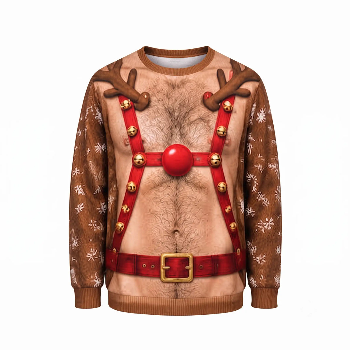 Hairy Chest Reindeer Sweatshirt – Funny Rudolph Christmas Costume 3D All Over Print Design
