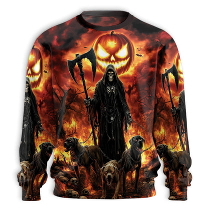 Halloween Grim Reaper Pumpkin Sweatshirt – Colorful Graphic 3D All Over Print Design