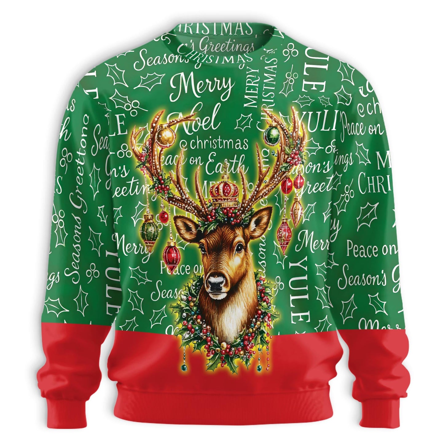 Christmas Reindeer Ornaments Unisex Sweatshirt – Christmas 3D All Over Print Design
