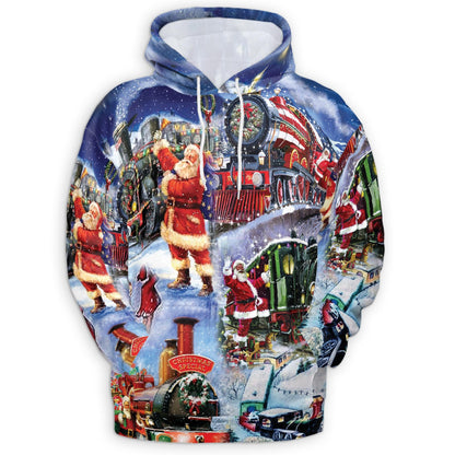 Santa Claus Christmas Train All Over Print Hoodie
