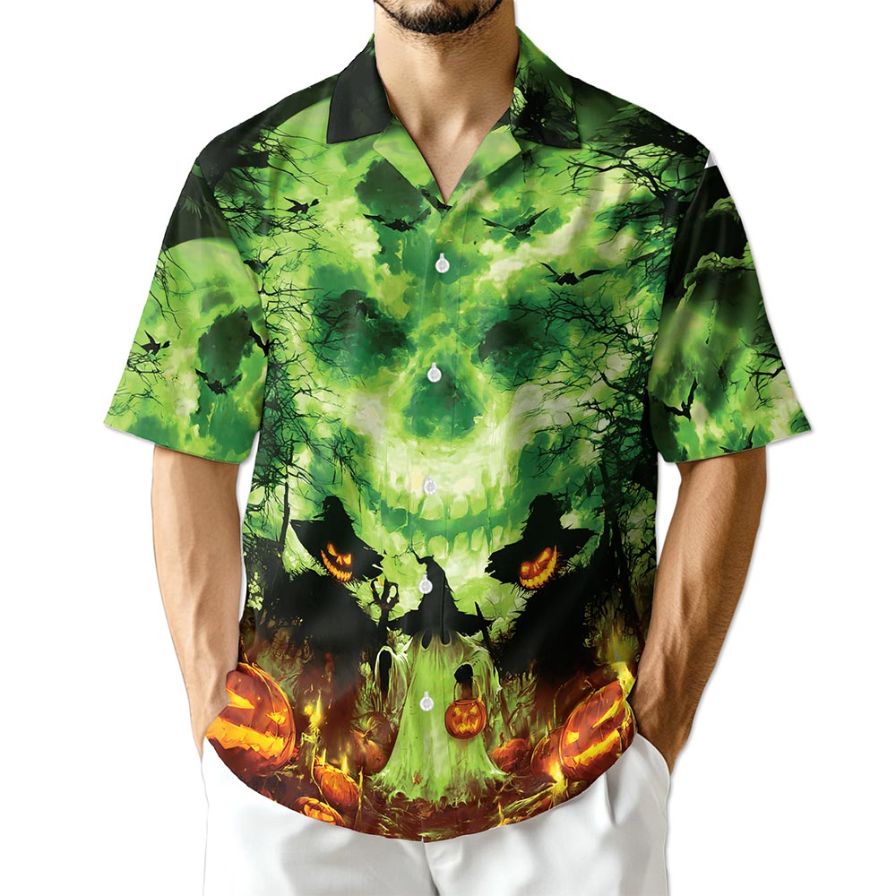 Halloween Ghost Hawaiian Shirt for Men, Button Down Aloha Shirt - Azhawaiian
