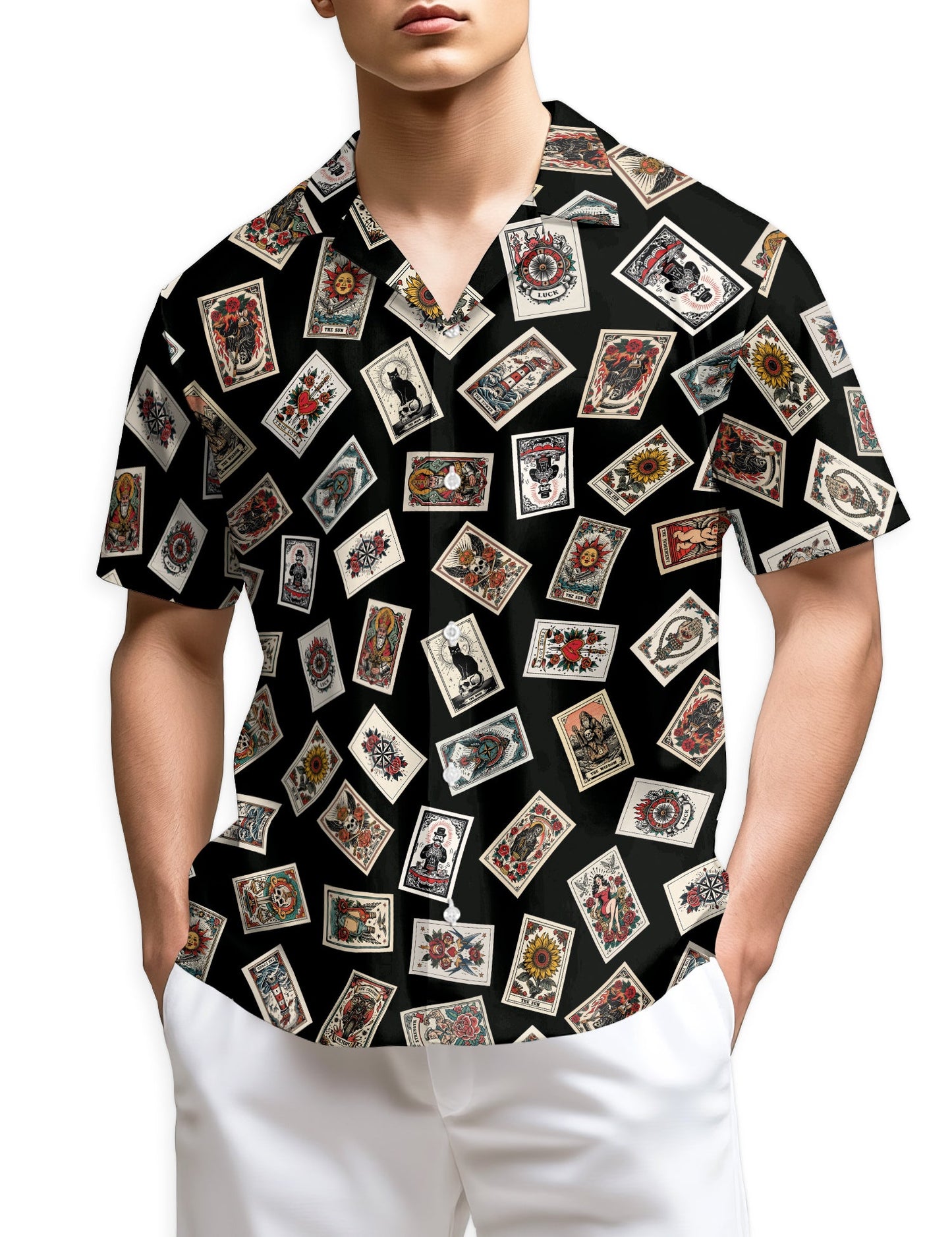 Tarrot Card Hawaiian Shirt for Men, Button Down Aloha Shirt - Azhawaiian