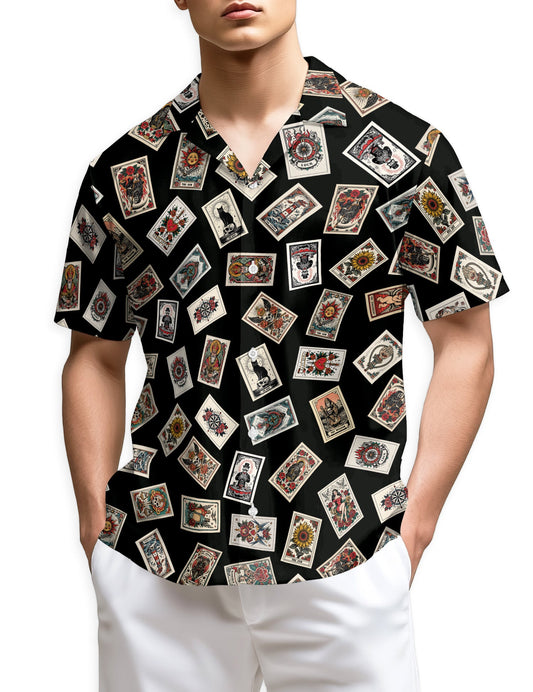 Tarrot Card Hawaiian Shirt for Men, Button Down Aloha Shirt