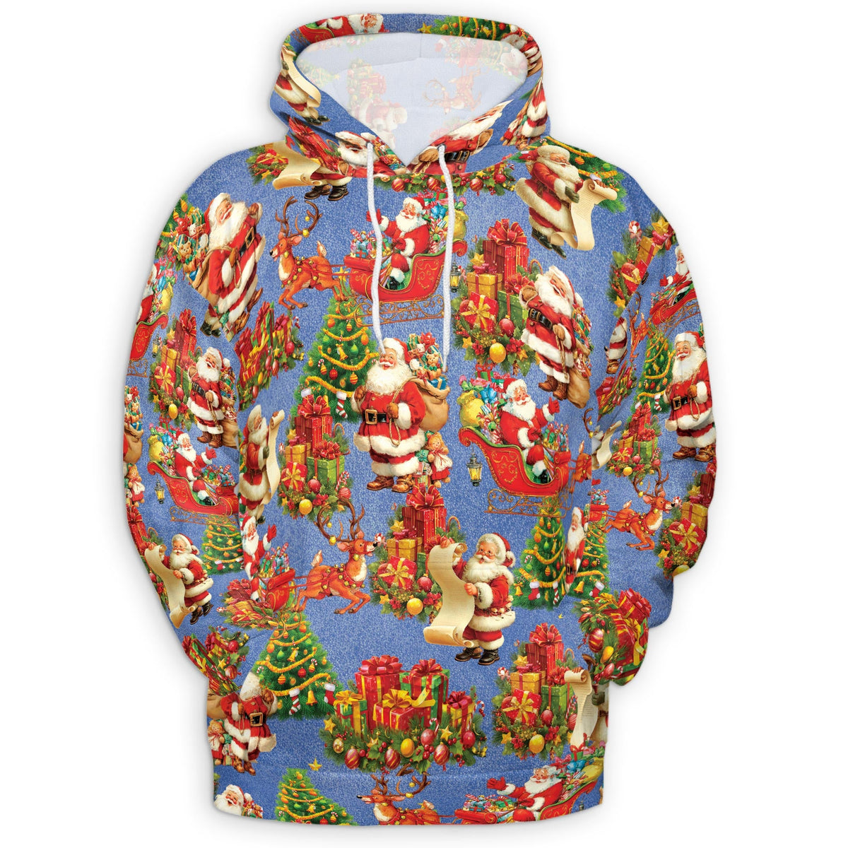 Santa Claus Christmas Night All Over Print Hoodie, Vintage Xmas Graphic Design
