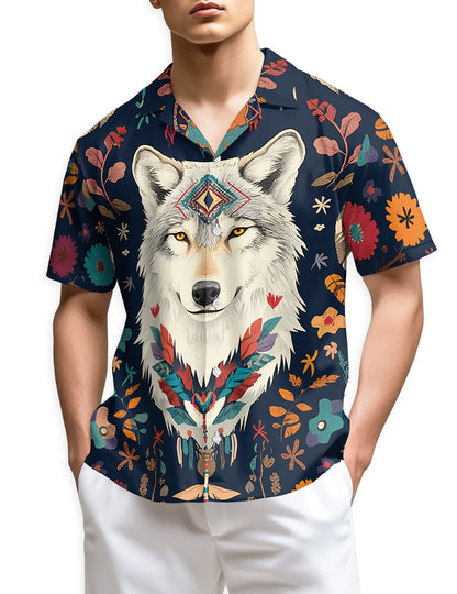 Wolf Art Hawaiian Shirt for Men, Button Down Aloha Shirt - Azhawaiian