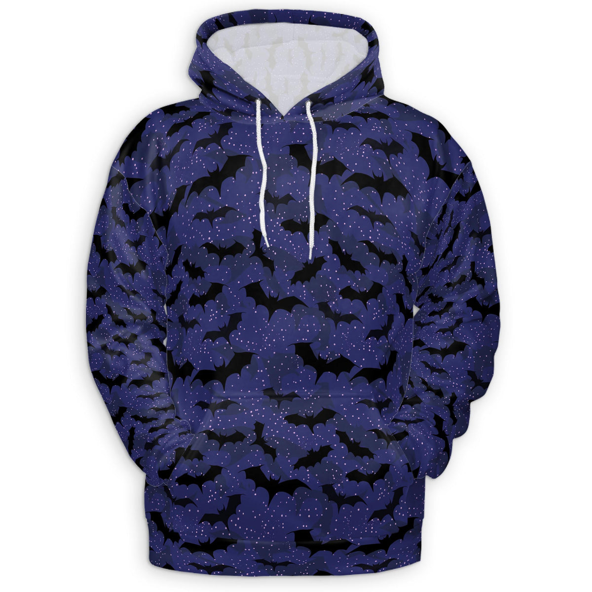 Halloween Bat Pattern All Over Print Hoodie, Graphic Design Spooky Bats