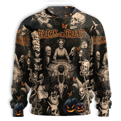 Vintage Skull Halloween All Over Print Hoodie, Graphic Design Pullover