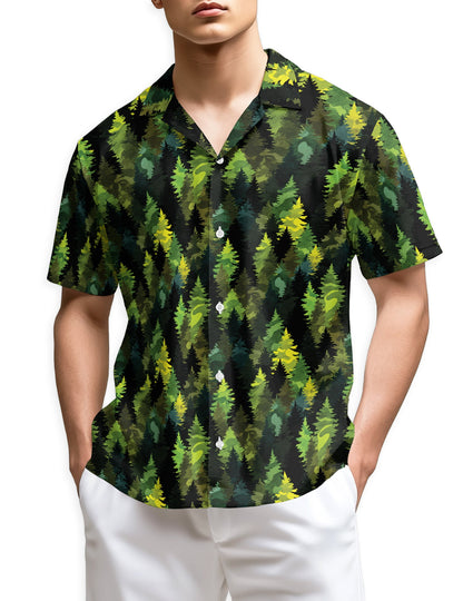 Camouflage Pine Tree Hawaiian Shirt for Men, Button Down Aloha Shirt - Azhawaiian