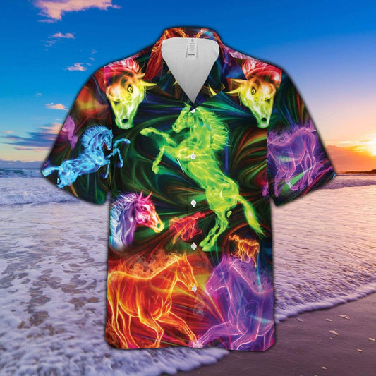 Amazing Horse Colorful Hawaiian Aloha Shirts #21721H