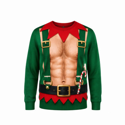 Hairy Chest Elf Sweatshirt – Funny Christmas Elf Costume 3D All Over Print Design