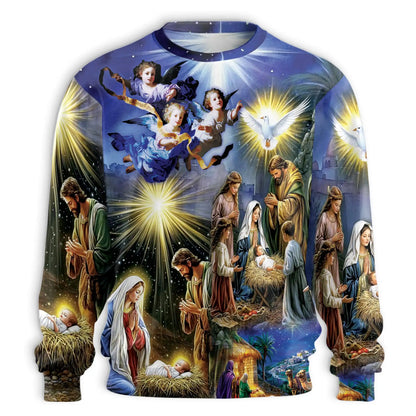 Jesus Birth Christmas Sweatshirt – Christmas 3D All Over Print Design