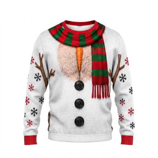 Hairy Chest Snowman Sweatshirt – Funny Christmas Snowman Graphic 3D All Over Print Design