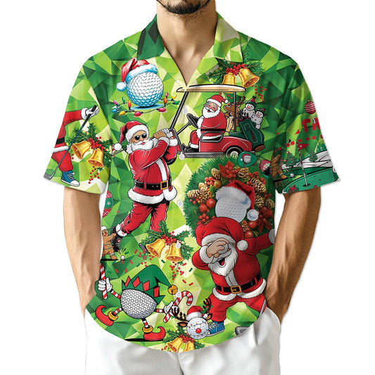 Santa Claus Christmas Hawaiian Shirt for Men, Button Down Aloha Shirt