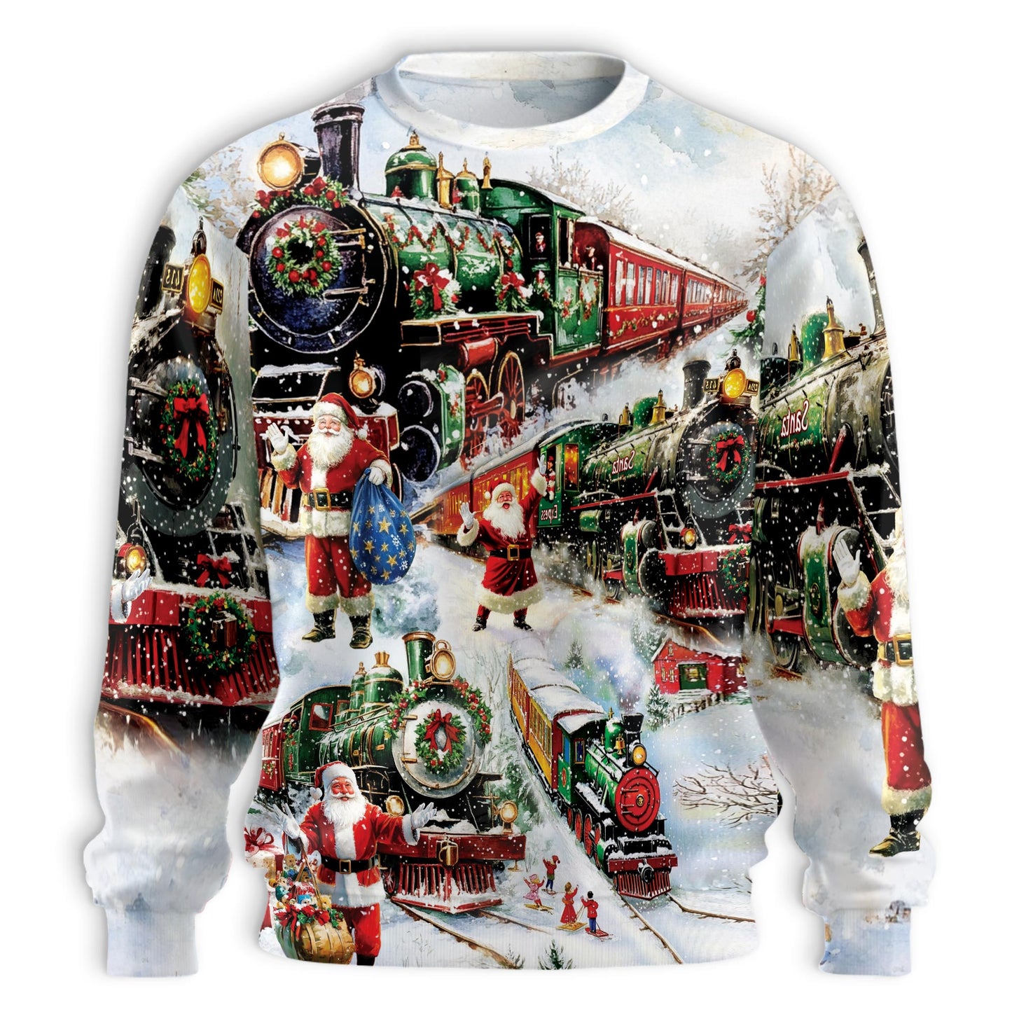 Christmas Santa Locomotive Unisex Sweatshirt – Christmas 3D All Over Print Design