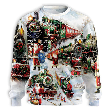 Christmas Santa Locomotive Unisex Sweatshirt – Christmas 3D All Over Print Design