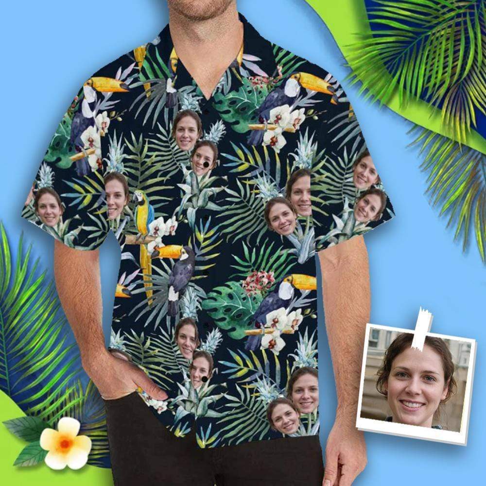 Personalised Christmas Shirts Australia Best Couple Gift Custom Face Flower Parrot Hawaiian Shirt