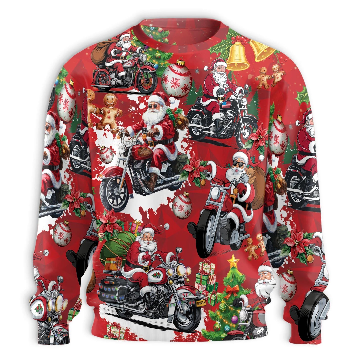 Santa Clause Riding Motorcycle Sweatshirt – Christmas 3D All Over Print Design