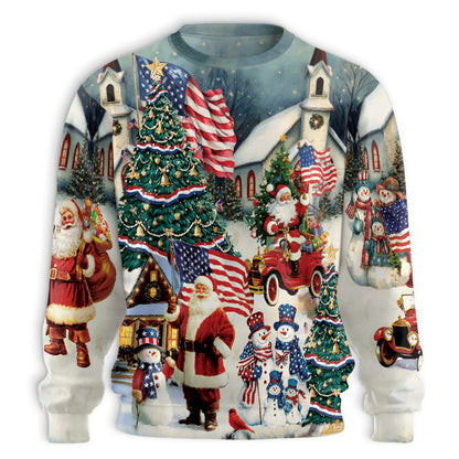 Vintage American Santa Christmas Sweatshirt – Christmas Vintage 3D All Over Print Design