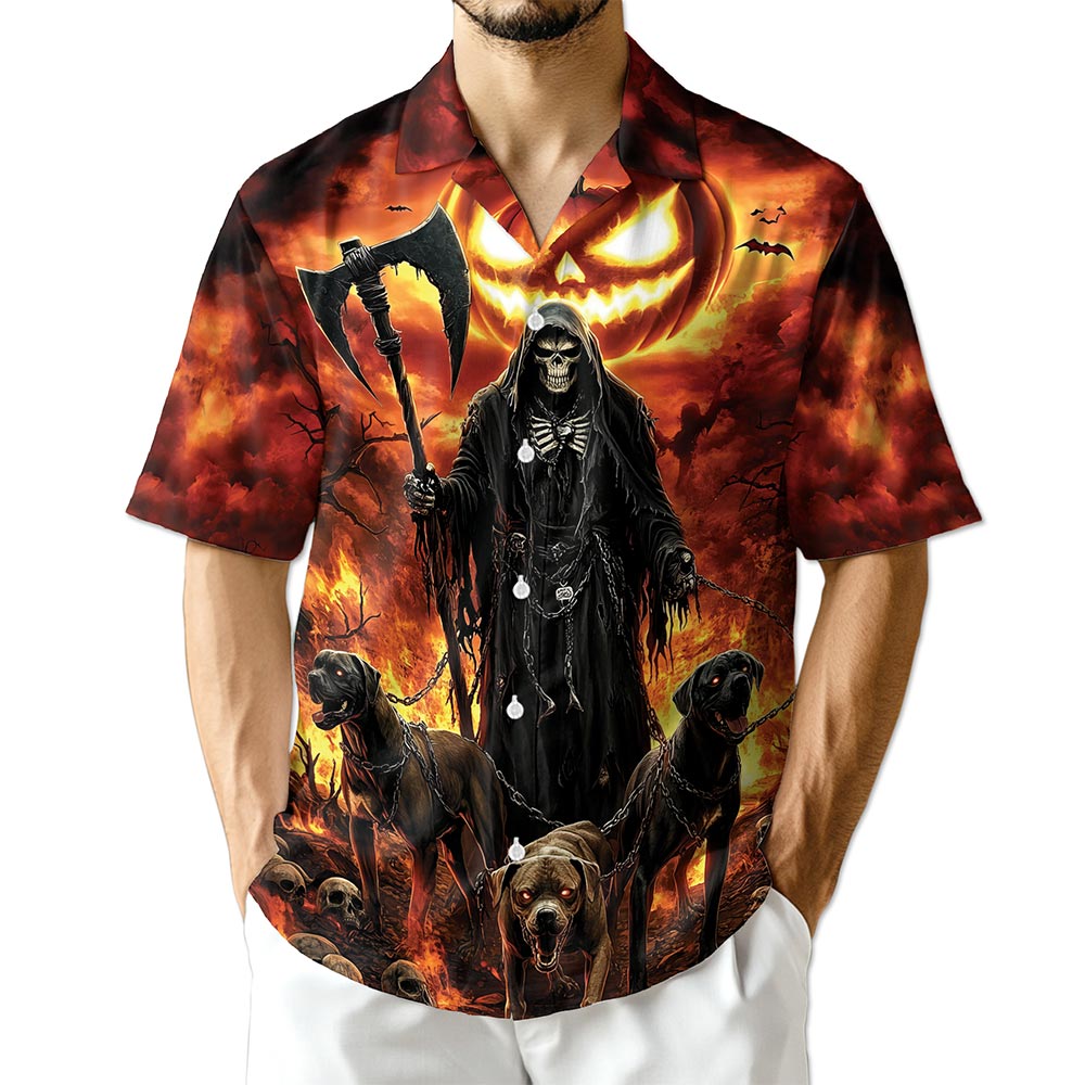 Grim Reaper Hawaiian Shirt for Men, Button Down Aloha Shirt - Azhawaiian
