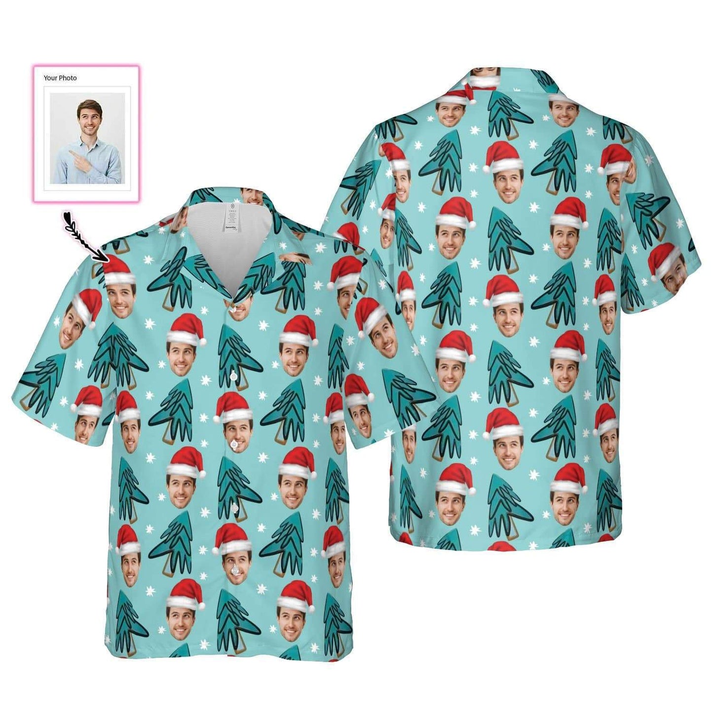 Personalized Custom Face Christmas Tree Hawaiian Aloha Shirts #H