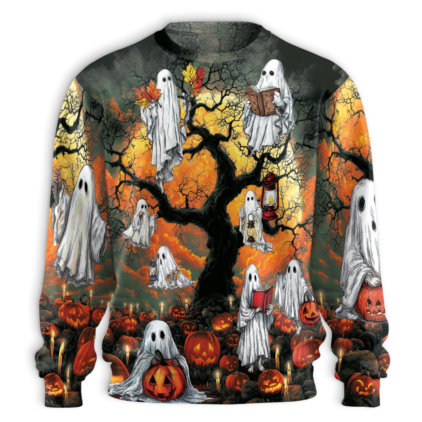 Halloween Ghost Pumpkin Sweatshirt – Colorful Graphic 3D All Over Print Design