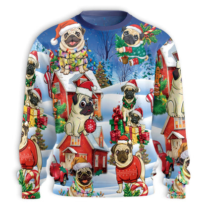 Funny Pug Christmas Unisex Sweatshirt – Christmas 3D All Over Print Design